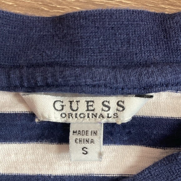 EUC Guess Jeans Shirt Mens  Asap Rocky Blue White Stripe USA Navy Hip Hop Small - Picture 3 of 8